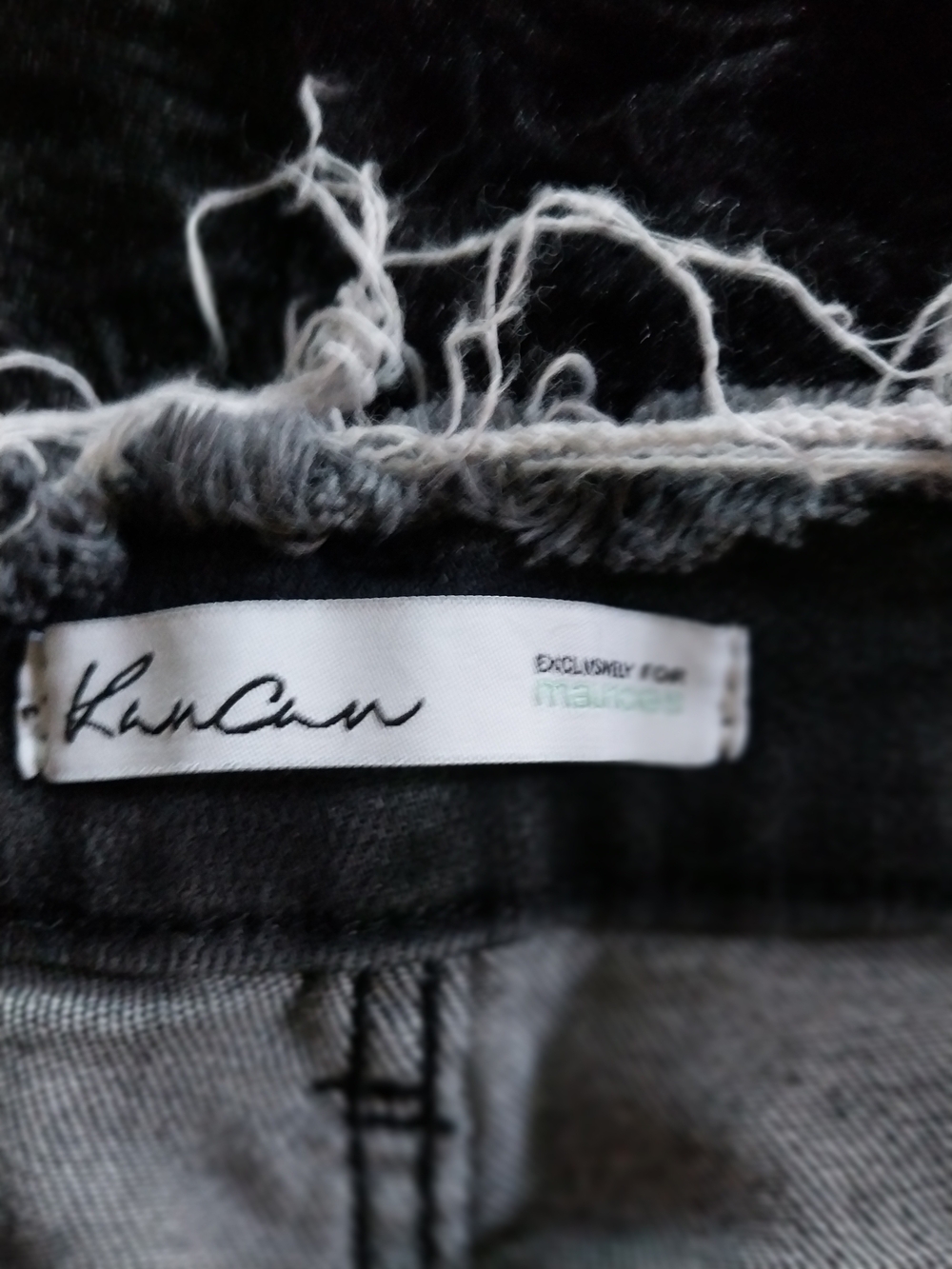 KanCan Women's Distressed Frayed Waist Skinny Jeans in Black Wash - Picture 5 of 5